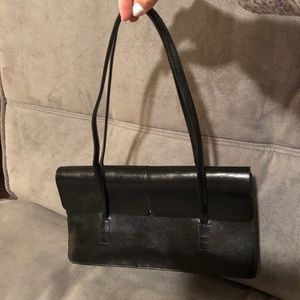Black Leather Shoulder Handbag